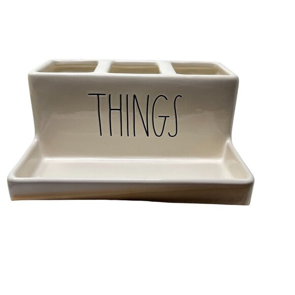 Rae Dunn Ceramic THINGS Organizer Desk Caddy Pen Holder Kitchen Office College - Picture 9 of 12